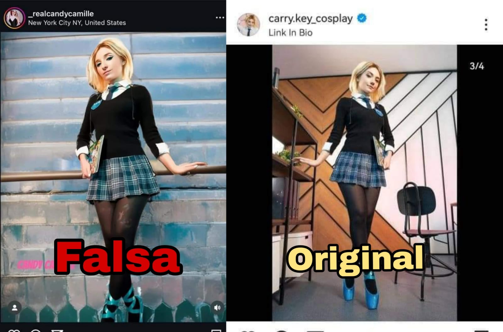 Cosplay de Gwen plagiado de la cuenta de Carrykey.